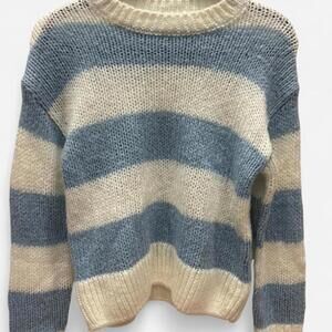 Sadie + Sage, White and Light Blue Striped Sweater